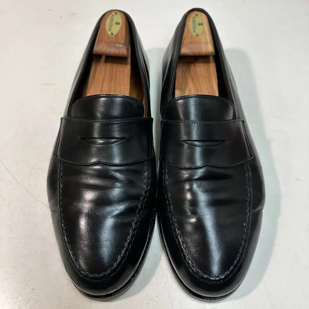 FULLY RESOLED Crockett & Jones Boston Black Calf Penny Loafer UK 12 G US 13 EE